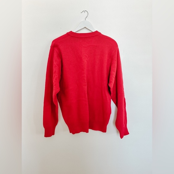 100% Lambs Wool Knit V-neck Sweater - Wm. H. Leishman - Red - Size Medium - Picture 2 of 8